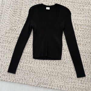 NEVER WORN, WITH TAGS. Black Ribbed Long Sleeve Sweater